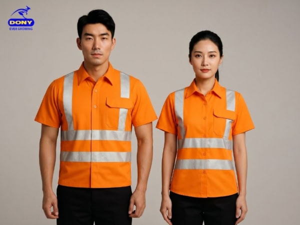 Áo phản quang màu cam tay ngắn thiết kế tiện dụng