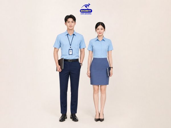 Áo Sơ Mi Đồng Phục Công Sở Tay Ngắn Màu Xanh Tinh Tế (Mẫu 02)