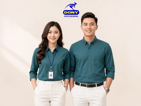 Áo Sơ Mi Đồng Phục Tay Dài Màu Xanh Cổ Vịt (Mẫu 06)