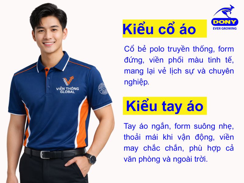 kieu co va tay ao polo xanh duong dam