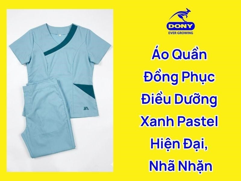 Mẫu áo quần đồng phục điều dưỡng màu xanh pastel
