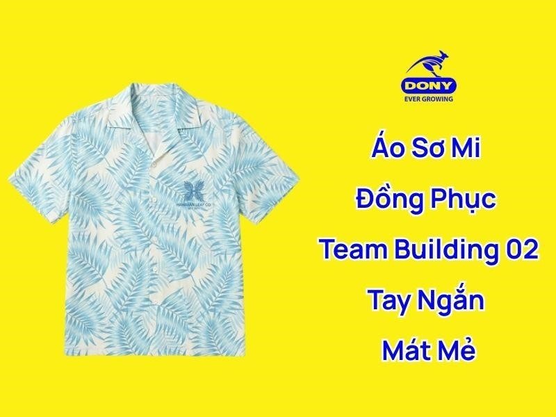 Mẫu áo sơ mi đồng phục Teambuilding họa tiết xanh