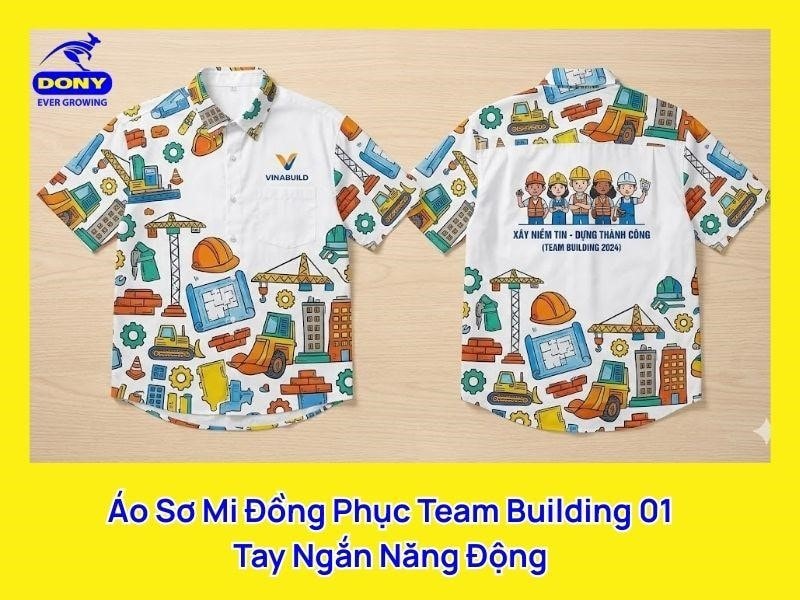 Mẫu áo sơ mi đồng phục Teambuilding tay ngắn năng động