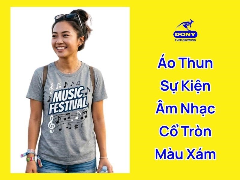 Mẫu áo thun sự kiện âm nhạc màu xám