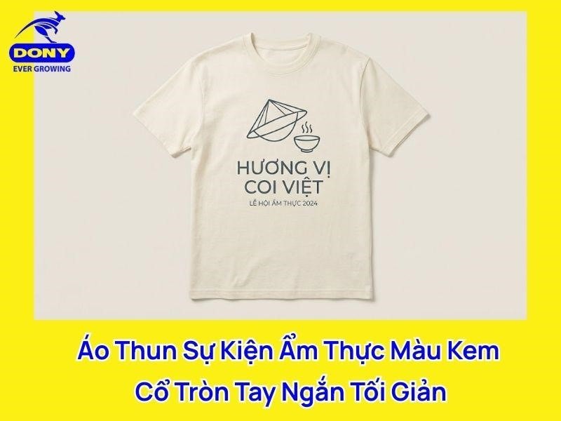 Mẫu áo thun sự kiện ẩm thực màu kem