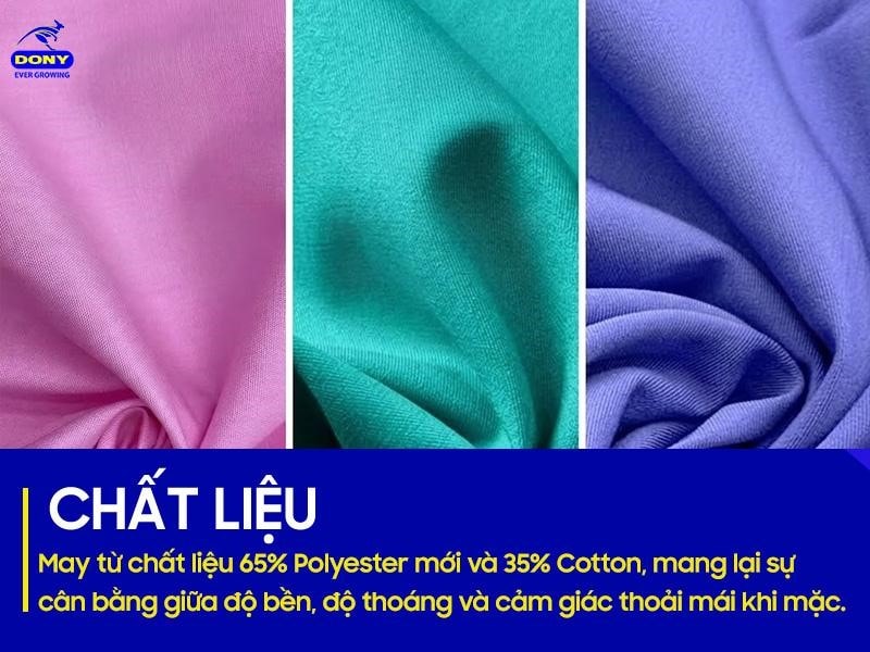 Đồng phục điều dưỡng tay ngắn được may từ chất liệu 65% Polyester mới và 35% Cotton