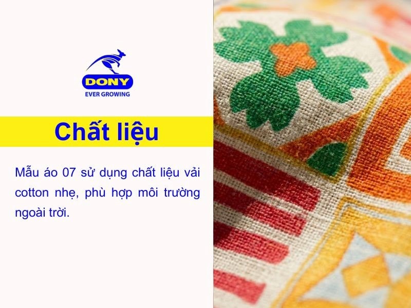 Mẫu áo 07 sử dụng chất liệu vải cotton, phù hợp môi trường ngoài trời