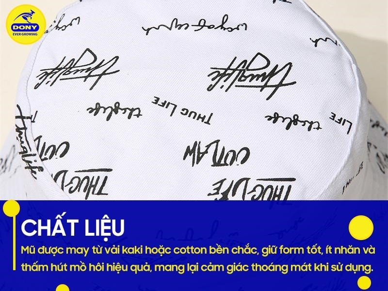 Mẫu nón tai bèo đồng phục 2 mặt thường được sản xuất từ vải kaki, cotton với độ bền cao