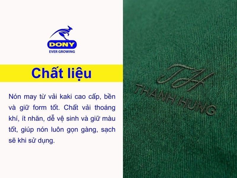 Nón được may từ chất liệu vải kaki cao cấp