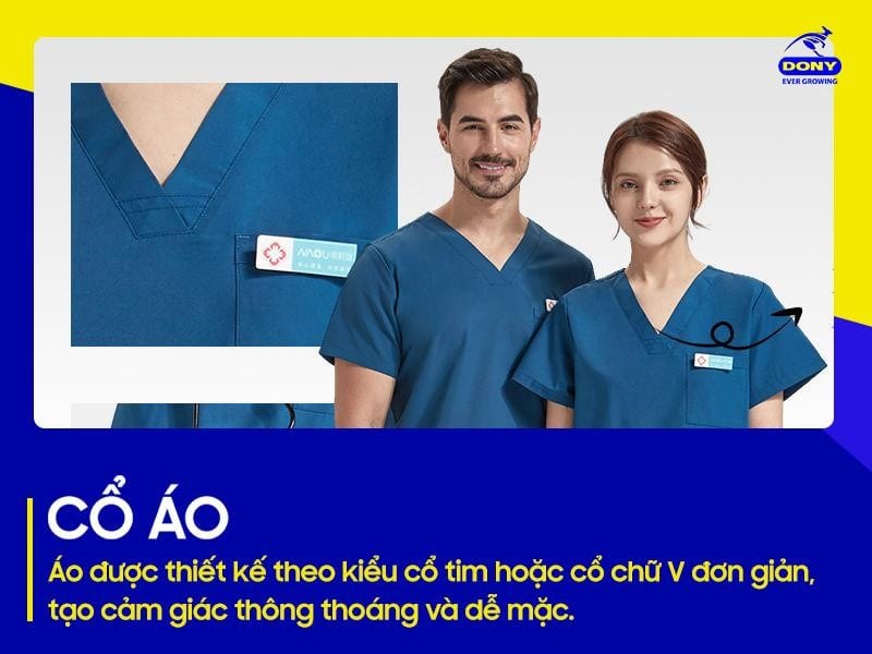 Áo được thiết kế theo kiểu cổ tim hoặc cổ chữ V đơn giản, tạo cảm giác thông thoáng và dễ mặc