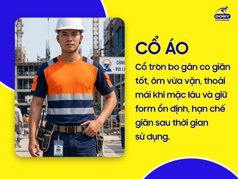 Thiết kế cổ tròn bo gân với độ đàn hồi tốt