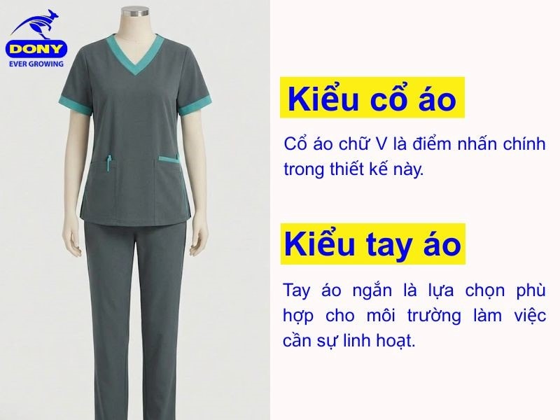Cổ V tạo cảm giác thoáng và gọn gàng cho phần cổ.