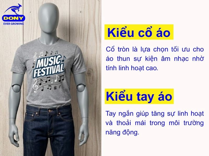 Mẫu áo sử dụng cổ tròn, tay ngắn gọn gàng