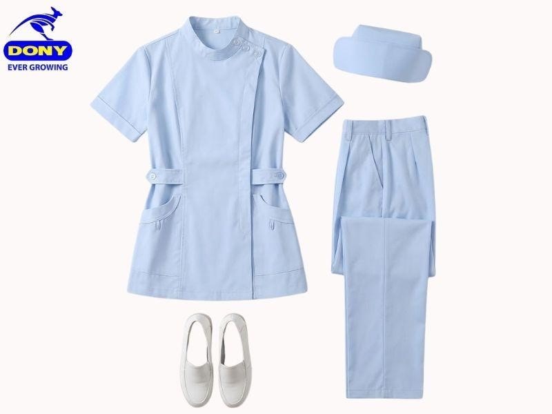 Mẫu đồng phục điều dưỡng màu xanh da trời đẹp