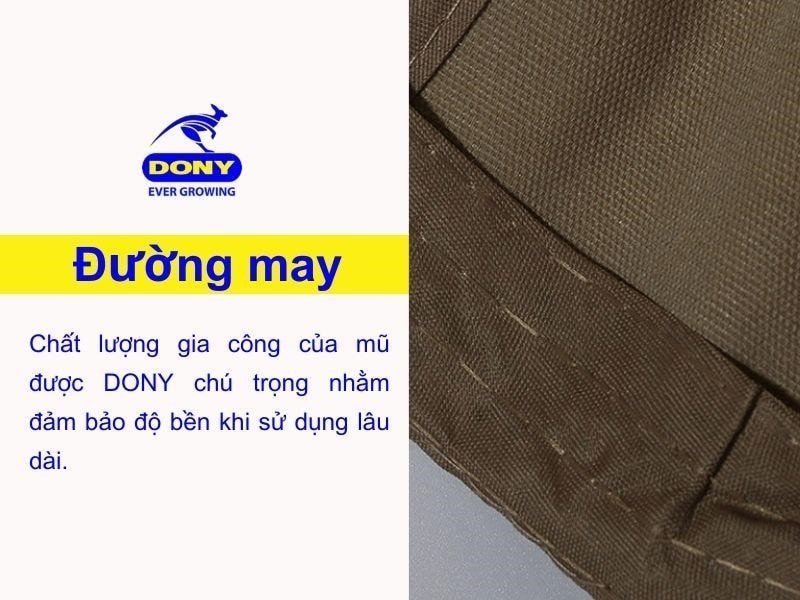 Đường may chắc chắn, đều và gọn gàng trên toàn bộ các múi mũ.