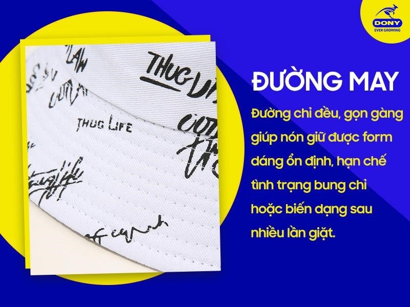 Các chi tiết trên nón được may cẩn thận và chắc chắn