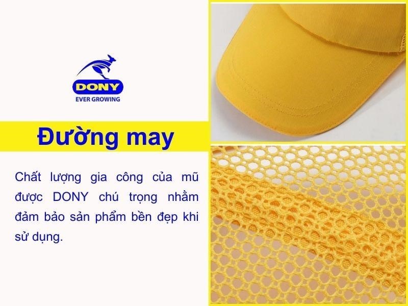 Đường may chắc chắn và đều trên toàn bộ các múi mũ.