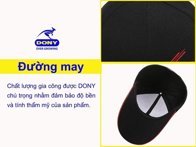 Đường may chắc chắn và đều trên toàn bộ các múi mũ.