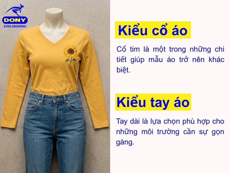 Cổ tim là một trong những chi tiết giúp mẫu áo trở nên khác biệt