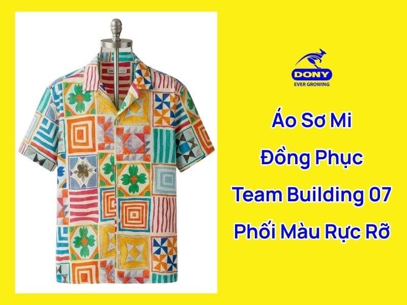 Mẫu áo sơ mi đồng phục Teambuilding phối màu sắc rực rỡ