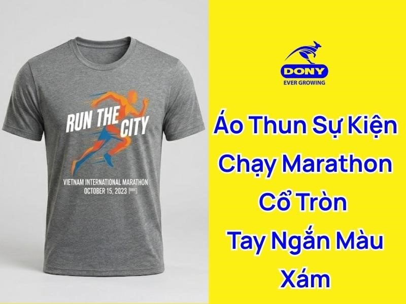 Mẫu áo thun sự kiện chạy Marathon màu xám