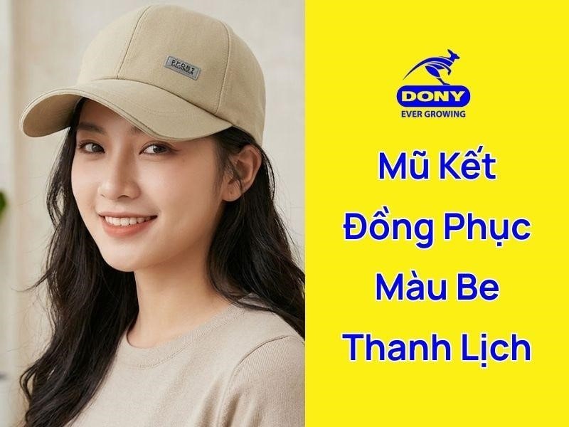 Mẫu nón kết đồng phục màu be đẹp