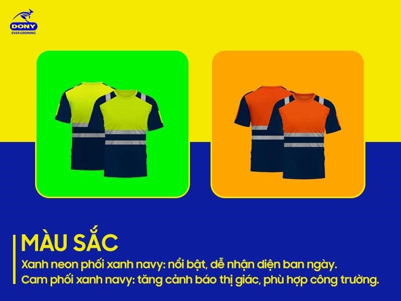 Áo thun bảo vệ phản quang được thiết kế với các gam màu tương phản cao,