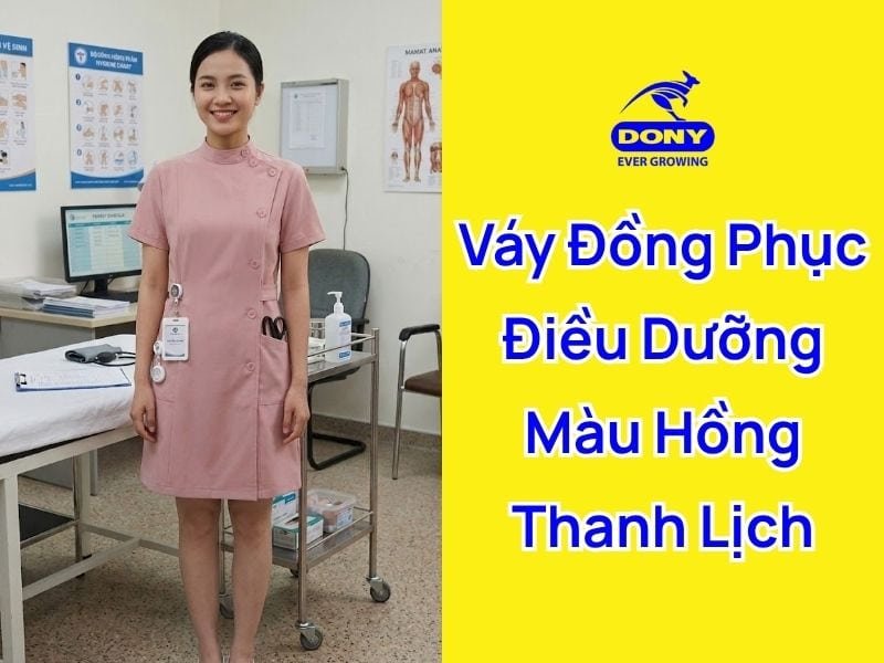 váy điều dưỡng đồng phục màu hồng