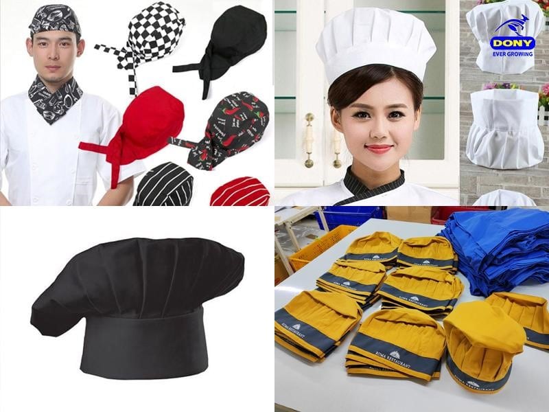 Mẫu mũ nón đầu bếp đồng phục.