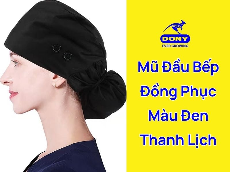 mu dong phuc dau bep mau den