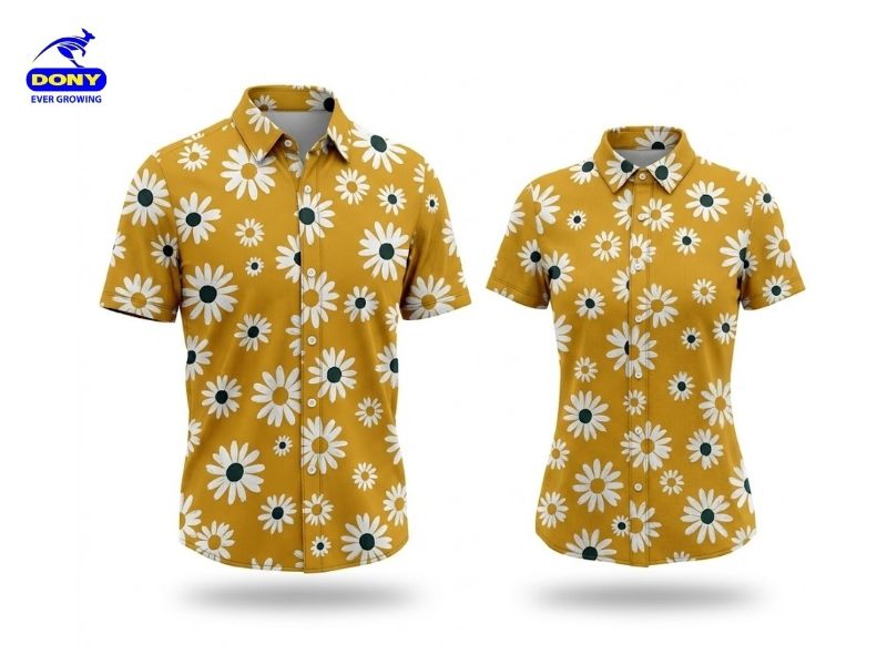 áo sơ mi team building họa tiết hoa cúc
