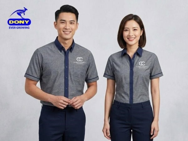 Áo sơ mi đồng phục được thiết kế theo phong cách tối giản