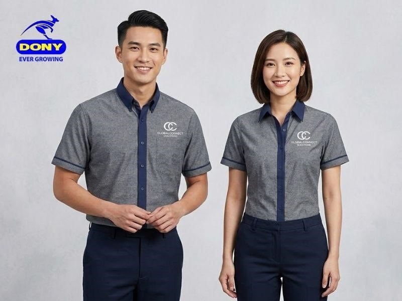 Áo sơ mi đồng phục được thiết kế theo phong cách tối giản