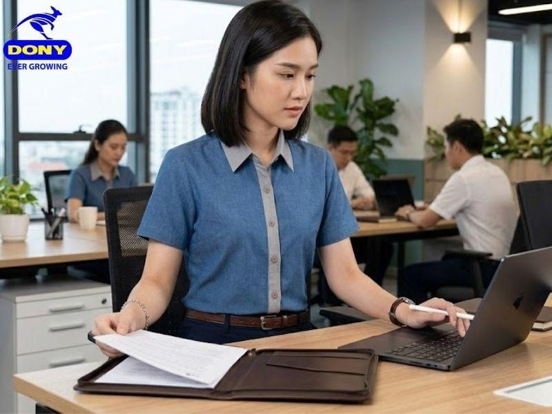 Áo sử dụng màu xanh denim nhẹ làm tông màu chủ đạo