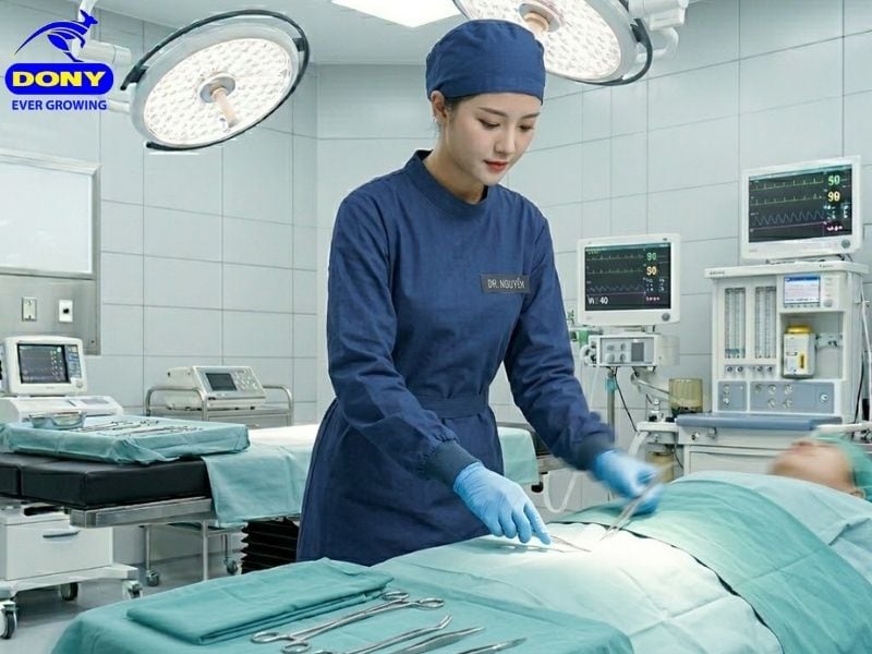 thiet ke dong phuc phong mo mau xanh tay dai