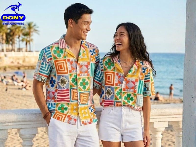 Phối màu đa sắc giúp tập thể nổi bật giữa không gian ngoài trời như biển, khu du lịch hoặc sân cỏ.