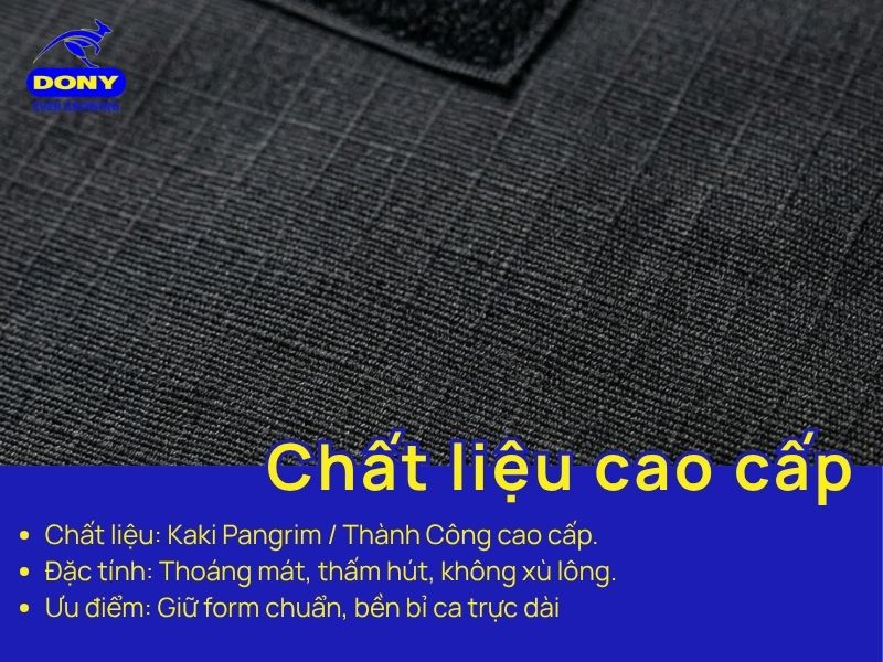 vai may dong phuc bao ve tay dai mau den