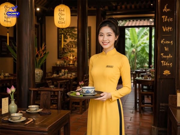 Mẫu áo dài đồng phục nhà hàng