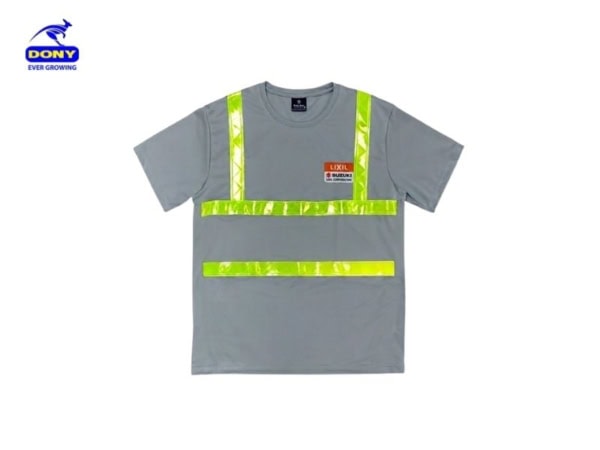 Áo Thun Đồng Phục Công Nhân Màu Xám Phối Phản Quang