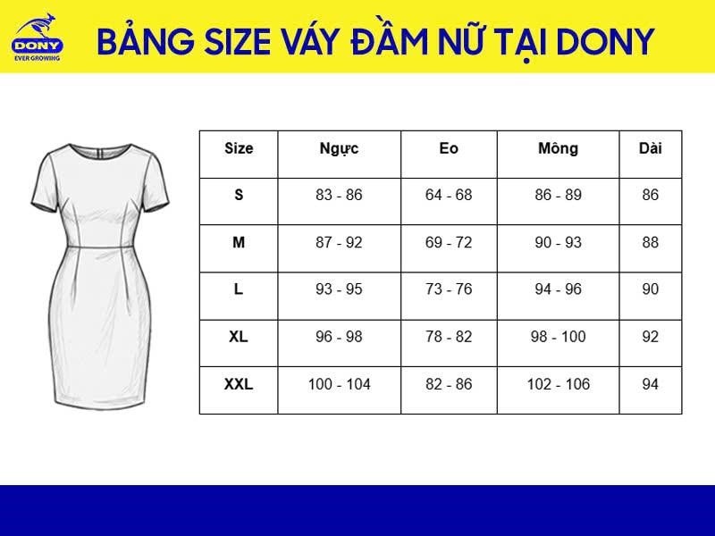 Bảng size váy đầm đồng phục