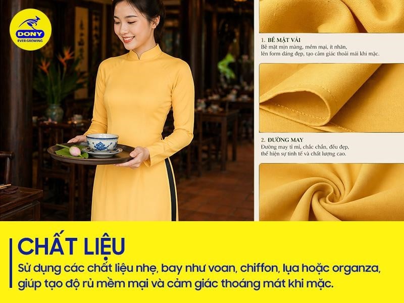 Áo dài được may từ vải lụa pha cao cấp
