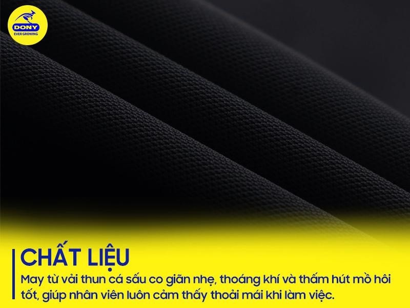 Áo được may từ chất liệu thun cá sấu co giãn nhẹ, thoáng khí