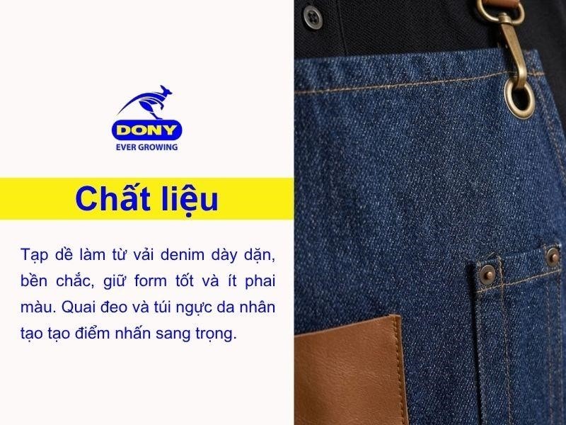 Tạp dề được may từ chất liệu vải denim cao cấp