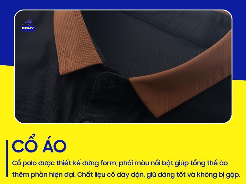 Phần cổ polo được thiết kế đứng form, phối màu nổi bật