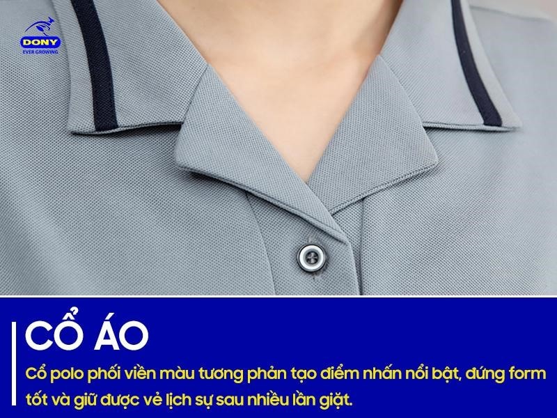 Cổ polo phối viền màu tương phản tạo điểm nhấn nổi bật