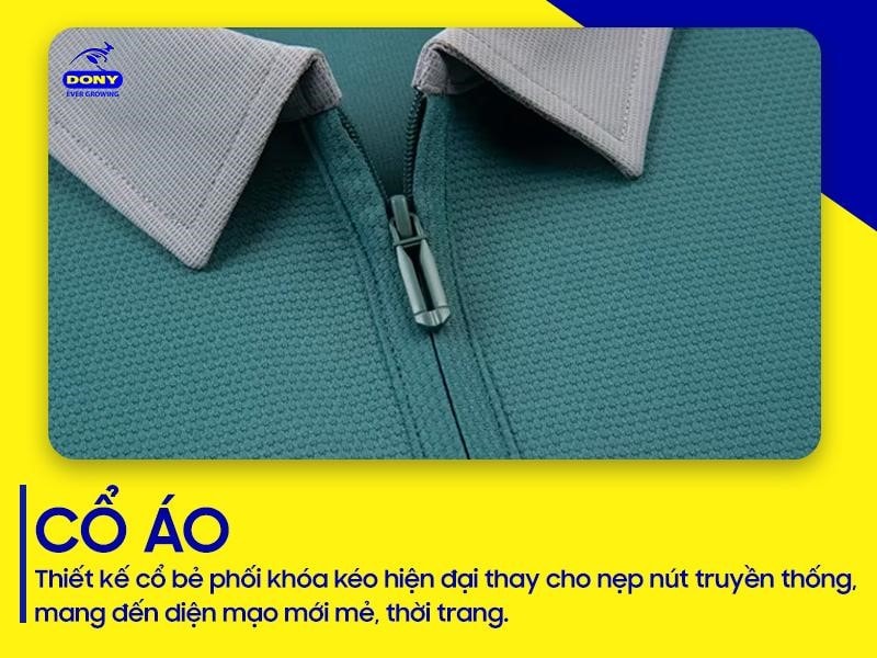 Thiết kế cổ bẻ phối khóa kéo hiện đại thay cho nẹp nút truyền thống