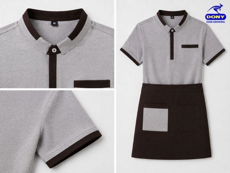 Áo được thiết kế dạng sơ mi bản nhỏ mang lại vẻ ngoài gọn gàng và hiện đại.