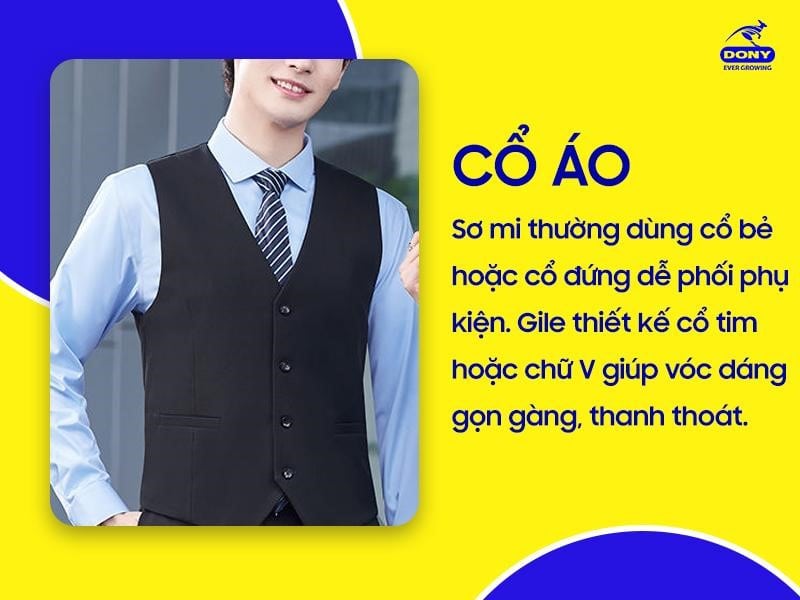 Cổ áo gile và sơ mi cho lễ tân