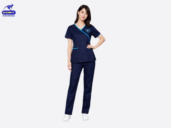 Đồng phục hộ lý màu xanh dương trẻ trung cho bệnh viện