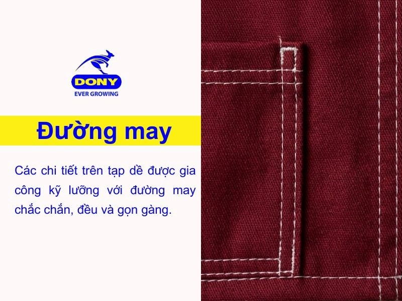 Các chi tiết trên tạp dề được gia công kỹ lưỡng với đường may chắc chắn